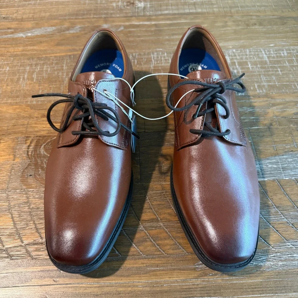 Nunn Bush Baxter PT OX Mens Cognac Leather Dress Shoes 9.5 M 81407-221